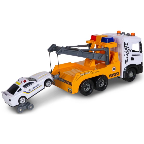 Фото - Наземная спецтехника TechnoDrive Mid Truck – ЭВАКУАТОР SCANIA С МАШИНОЙ ПОЛИЦИИ (свет, звук) (3004KS)